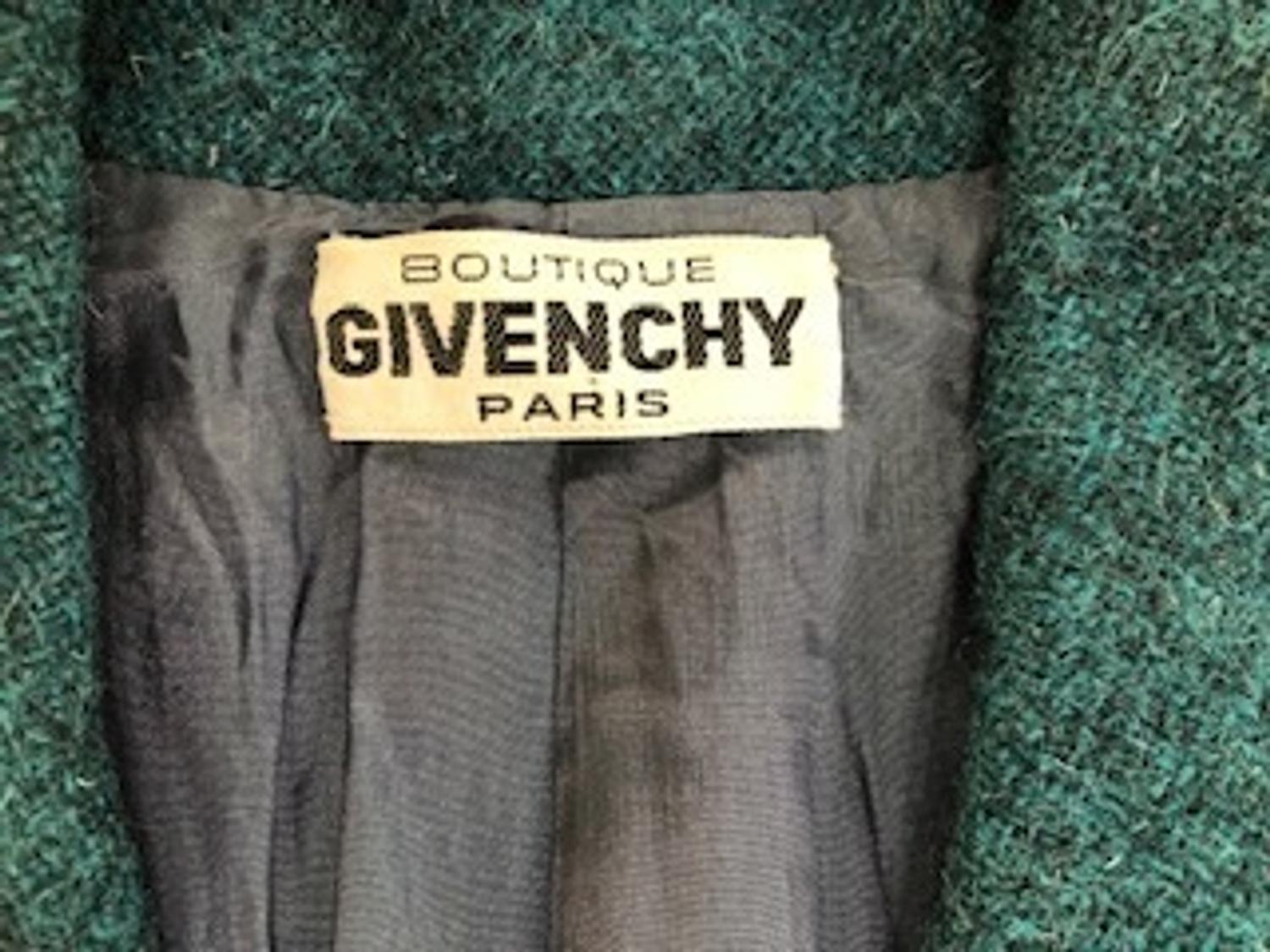 Givenchy Blue Check Wool Skirt Suit, 1970's