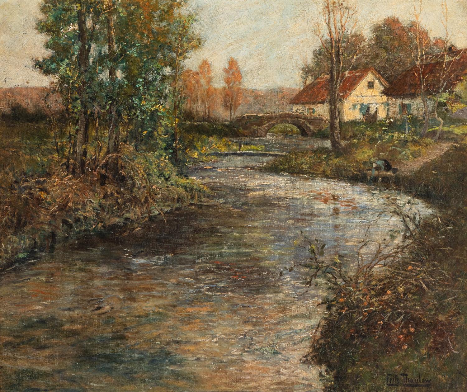 Frits Thaulow (Norwegian, 1847-1906) — Le Long de la Rivière, Normandie