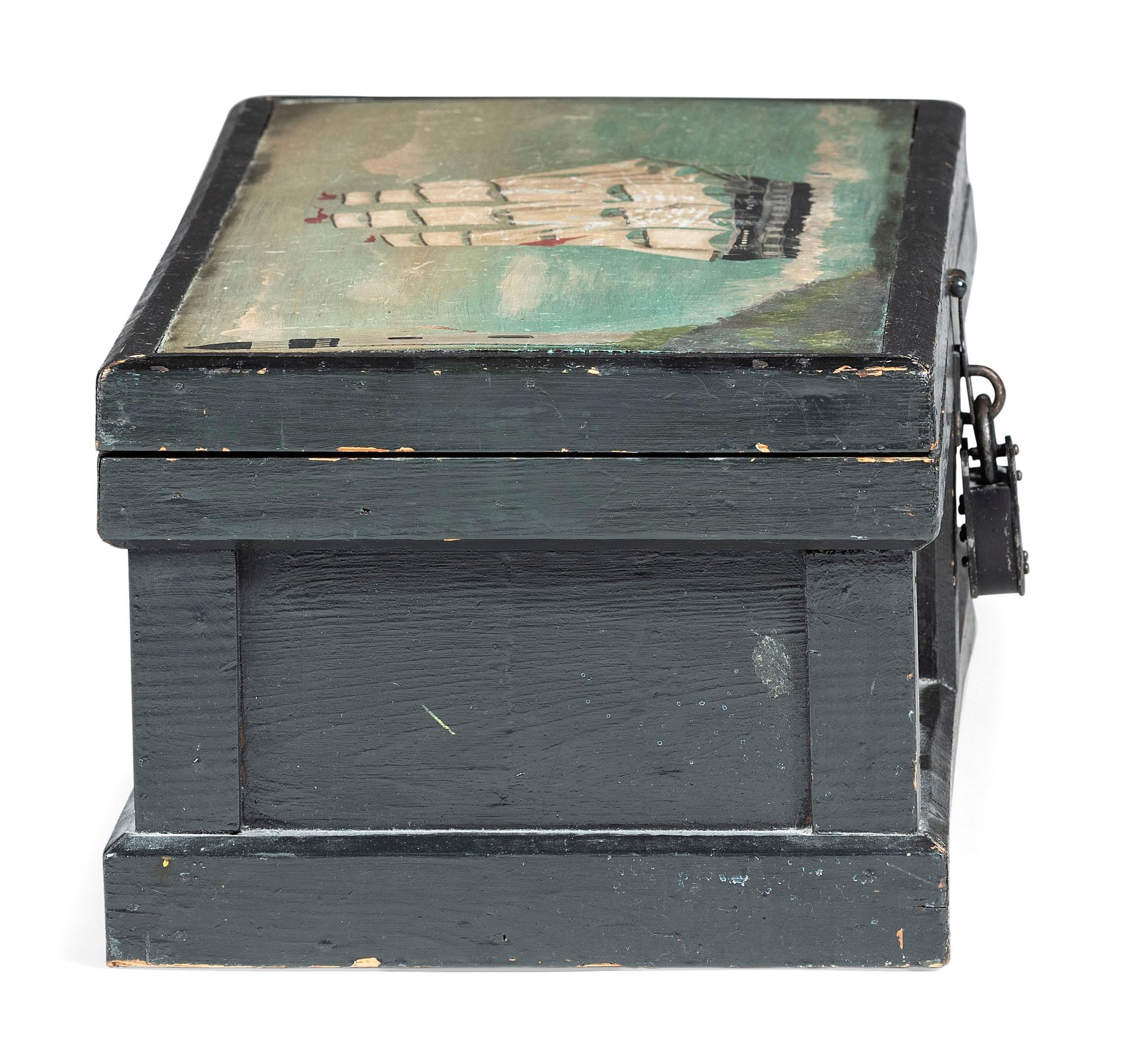 An English Painted Pine Ship Worker’s Tool Chest