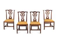 Four George III Style Carved Mahogany Side Chairs