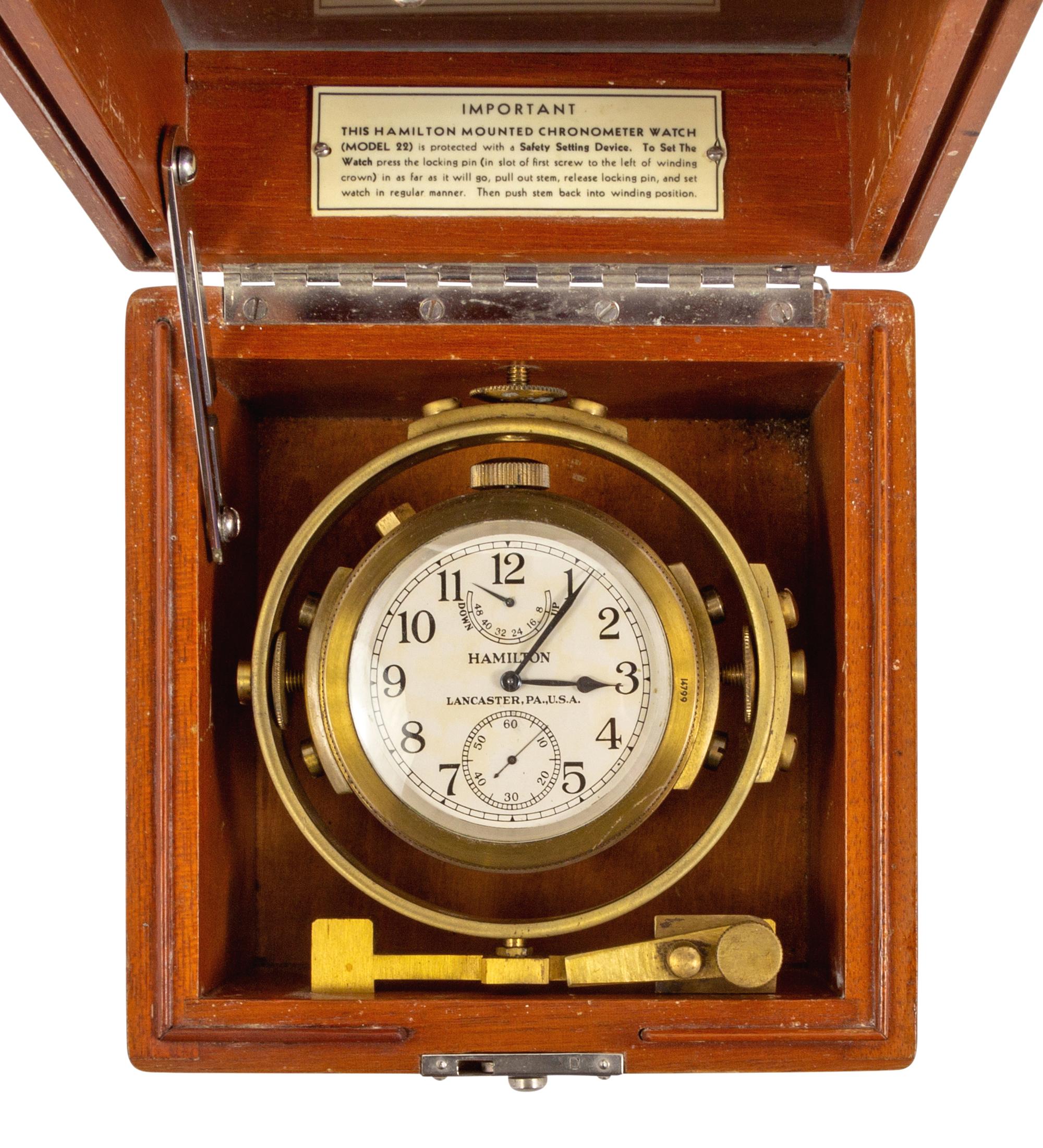 Hamilton, Model 22 U.S. Navy Deck Chronometer Watch, Circa 1943
