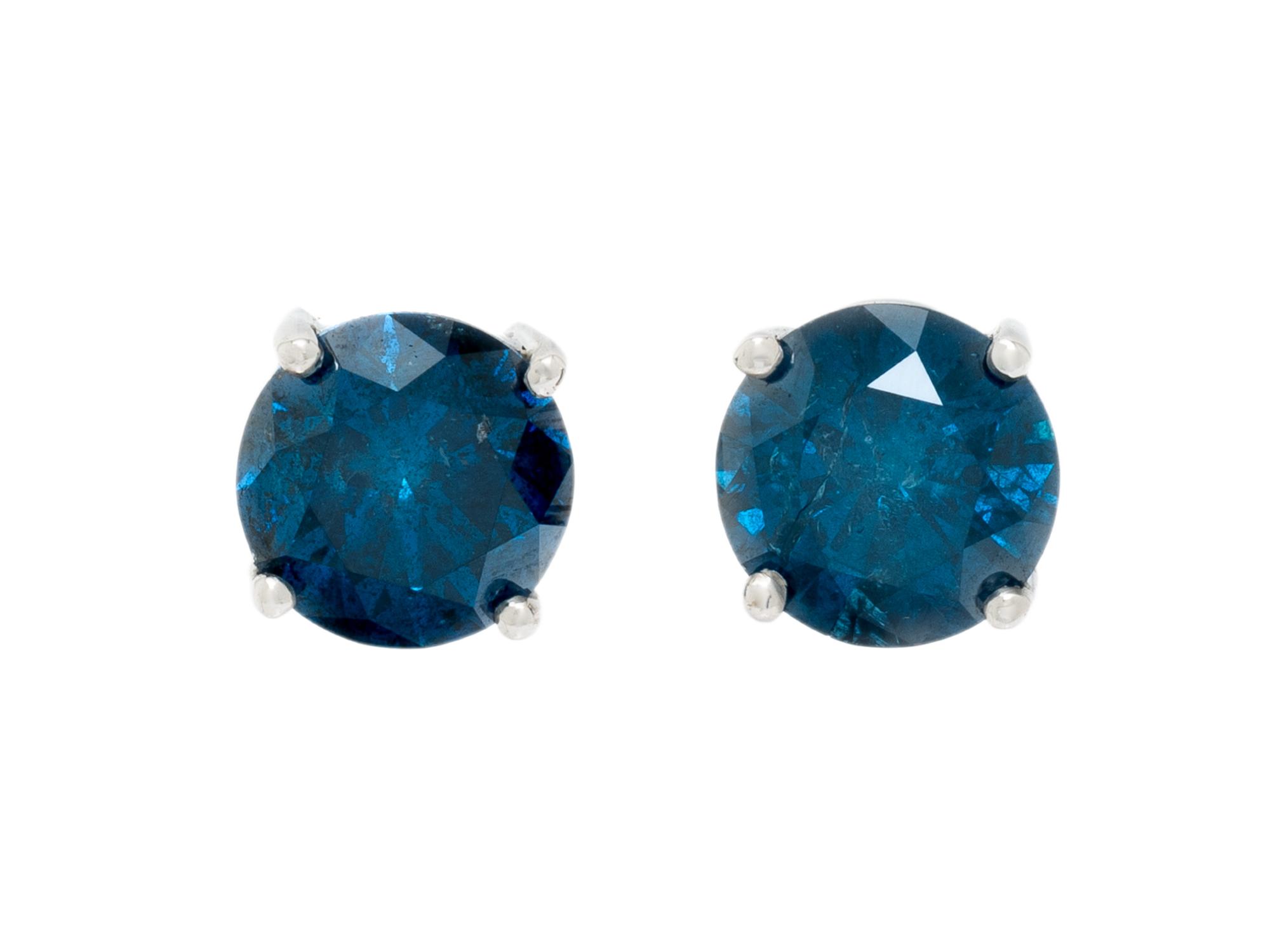 TREATED BLUE DIAMOND EARRINGS WITH DIAMOND JACKETS