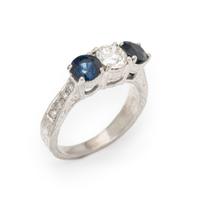 DIAMOND, SAPPHIRE, AND PLATINUM RING