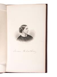 [WOMEN'S SUFFRAGE]. STANTON, Elizabeth Cady, Susan B. ANTHONY, and Matilda Joslyn GAGE, editors. History of Woman Suffrage. New York: Fowler & Wells, 1881. SALESMAN'S OR EDITOR'S COPY OF VOLUME I, SIGNED BY SUSAN B. ANTHONY.
