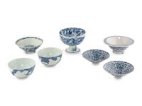 Seven Chinese Blue and White Porcelain Bowls