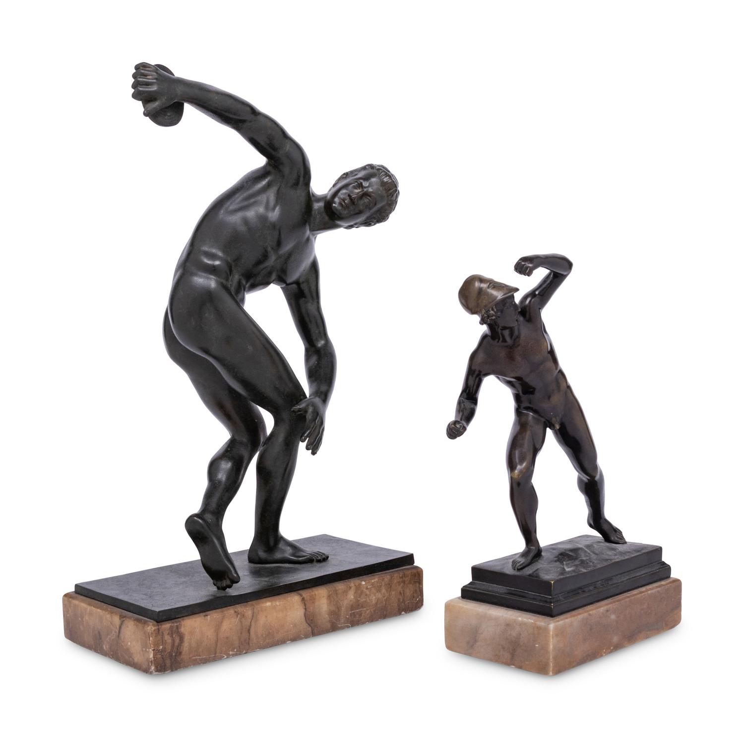 Two Bronze Figures Depicting a Discus Thrower and an Athlete
