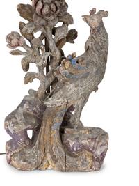 A Pair of Chinese Carved and Painted Wood Figures of Phoenixes — 19TH CENTURY