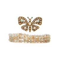 Opal and Yellow Gold Brooch and Bracelet