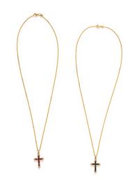 COLLECTION OF DIAMOND AND GEMSTONE CROSS NECKLACES