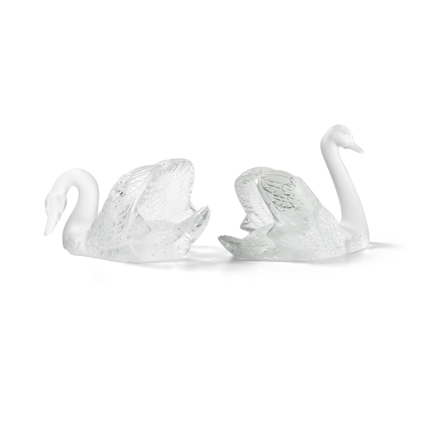 René Lalique (French, 1960–1945) — Two Cygne sculptures