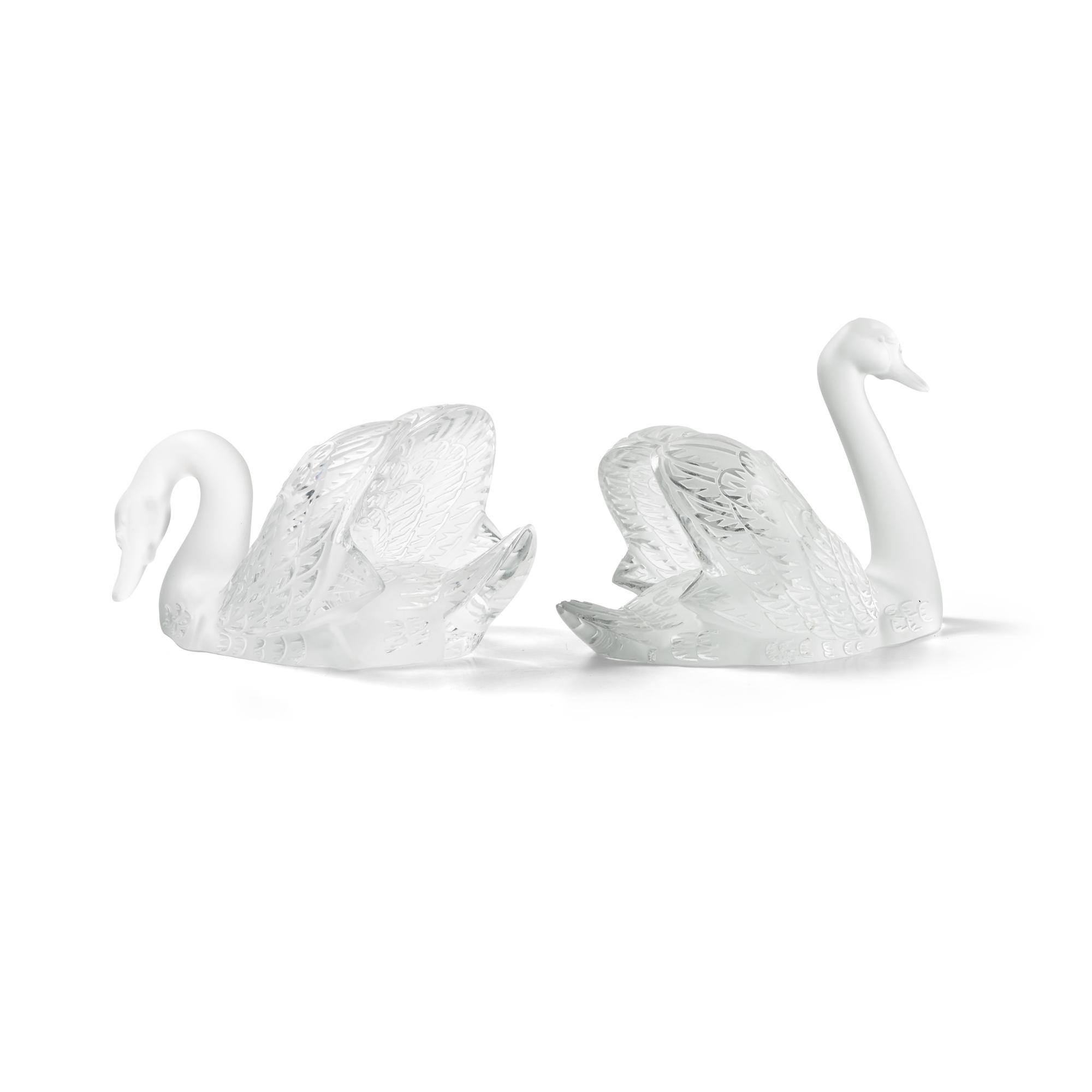 René Lalique (French, 1960–1945) — Two Cygne sculptures