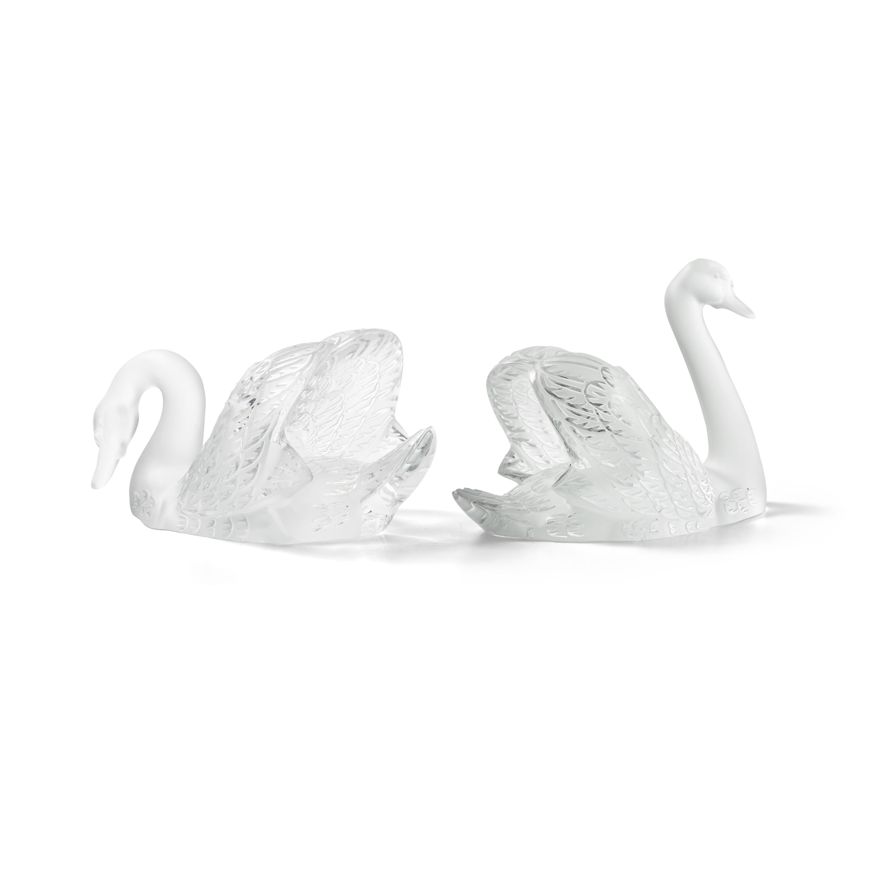 René Lalique (French, 1960–1945) — Two Cygne sculptures