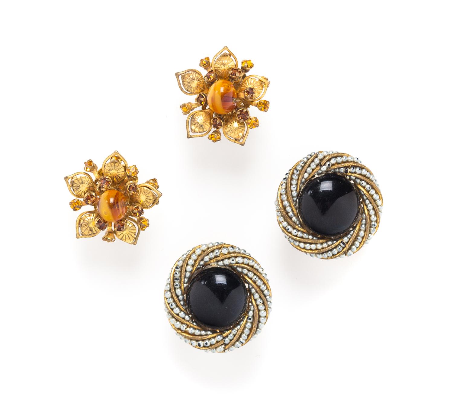 A Pair of Miriam Haskell Earclips,