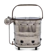 An American Nickel-Plated Copper Hotdog Vendor Steamer with Burner and Jewels