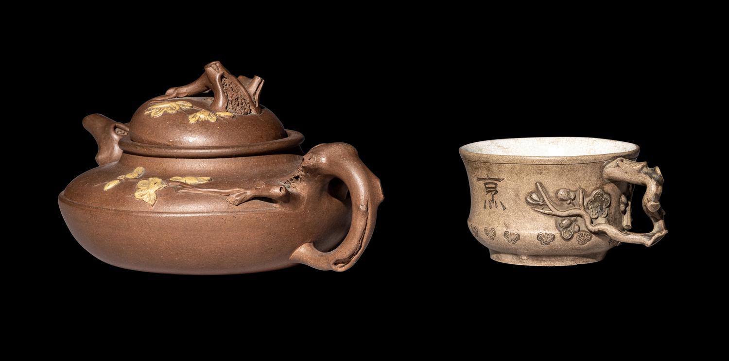 Two Chinese Yixing Zisha Pottery Tea Wares