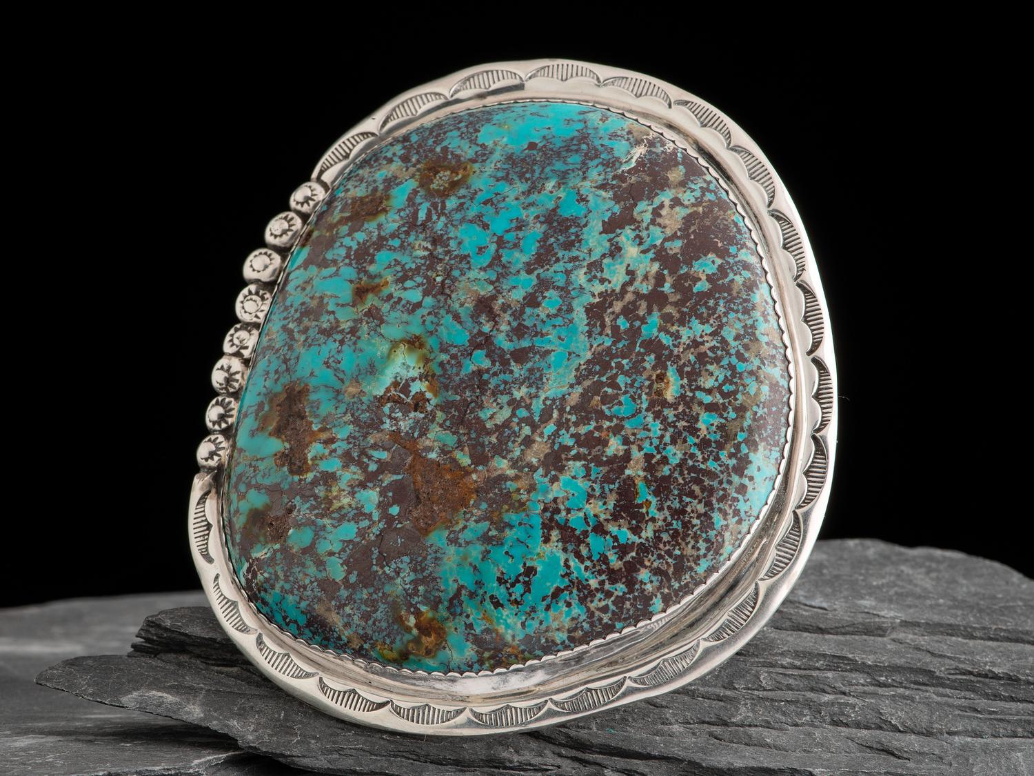 Large Statement Sterling Silver and Turquoise Cuff Bracelet