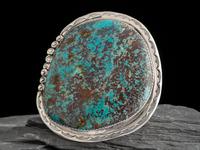 Large Statement Sterling Silver and Turquoise Cuff Bracelet