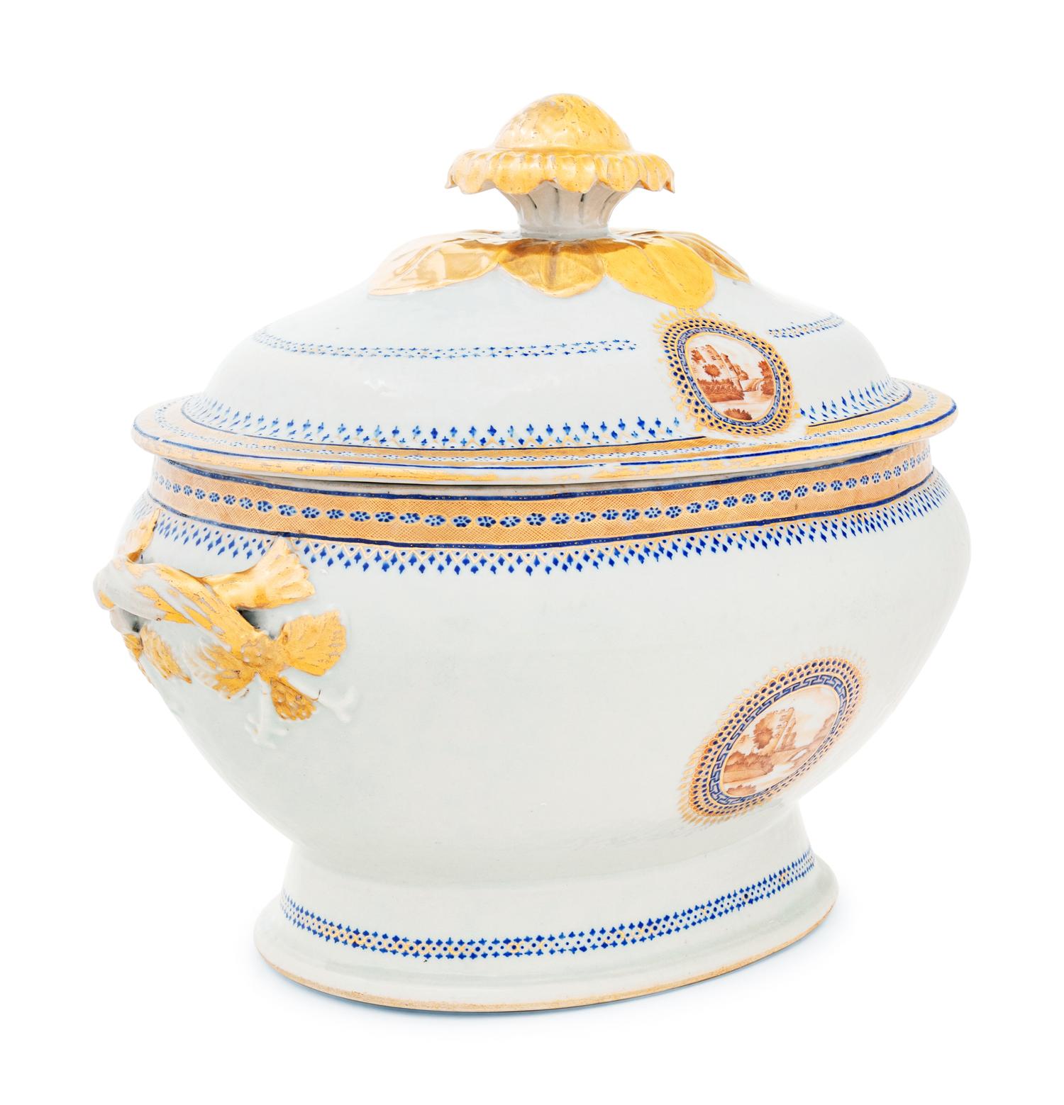 A Chinese Export Porcelain Tureen and Cover with Underplate