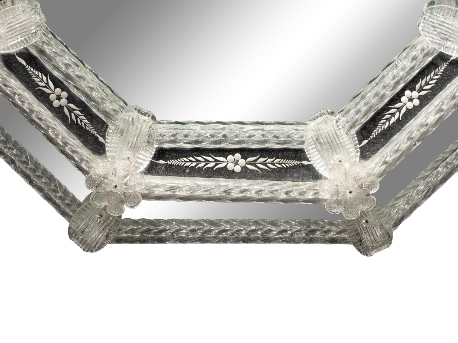 A Venetian Etched Glass Mirror