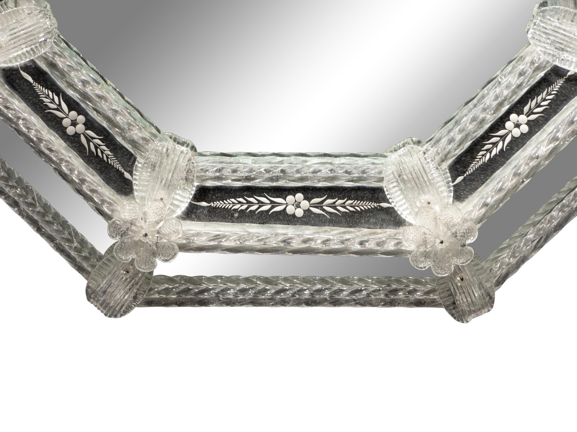 A Venetian Etched Glass Mirror