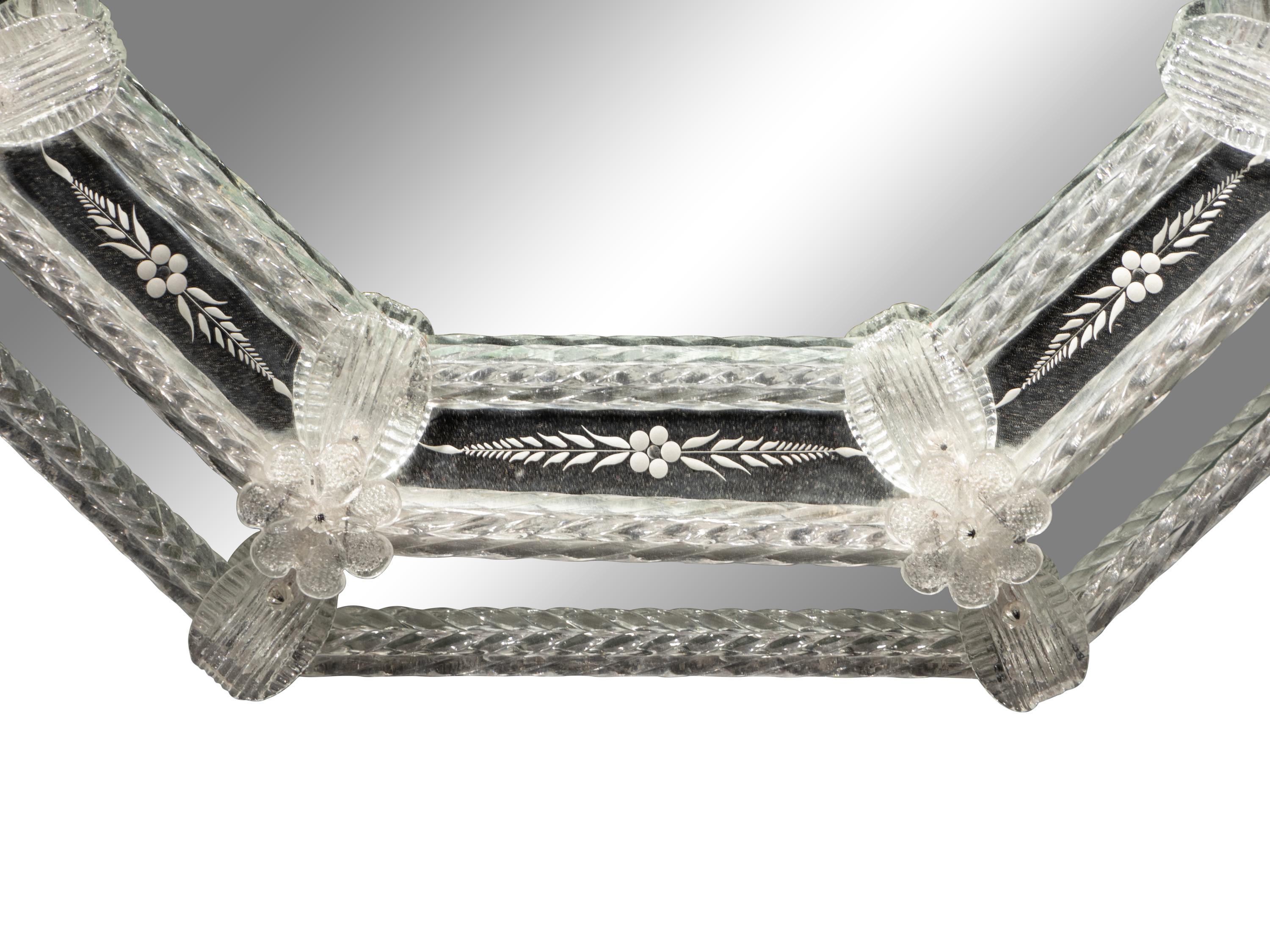 A Venetian Etched Glass Mirror