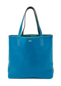 An Hermes Malachite/Bleu Izmir 45cm Taurillon Clemence Double Sens Tote, 17.5" x 15.5" x 5".
