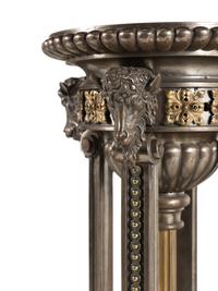A Pair of Continental Neoclassical Style Gilt Bronze and Polished Steel Pedestals