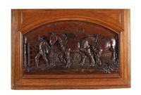 A Black Forest Style Carved Panel in Oak Frame Height 26 1/2 x width 38 inches. — 19TH CENTURY