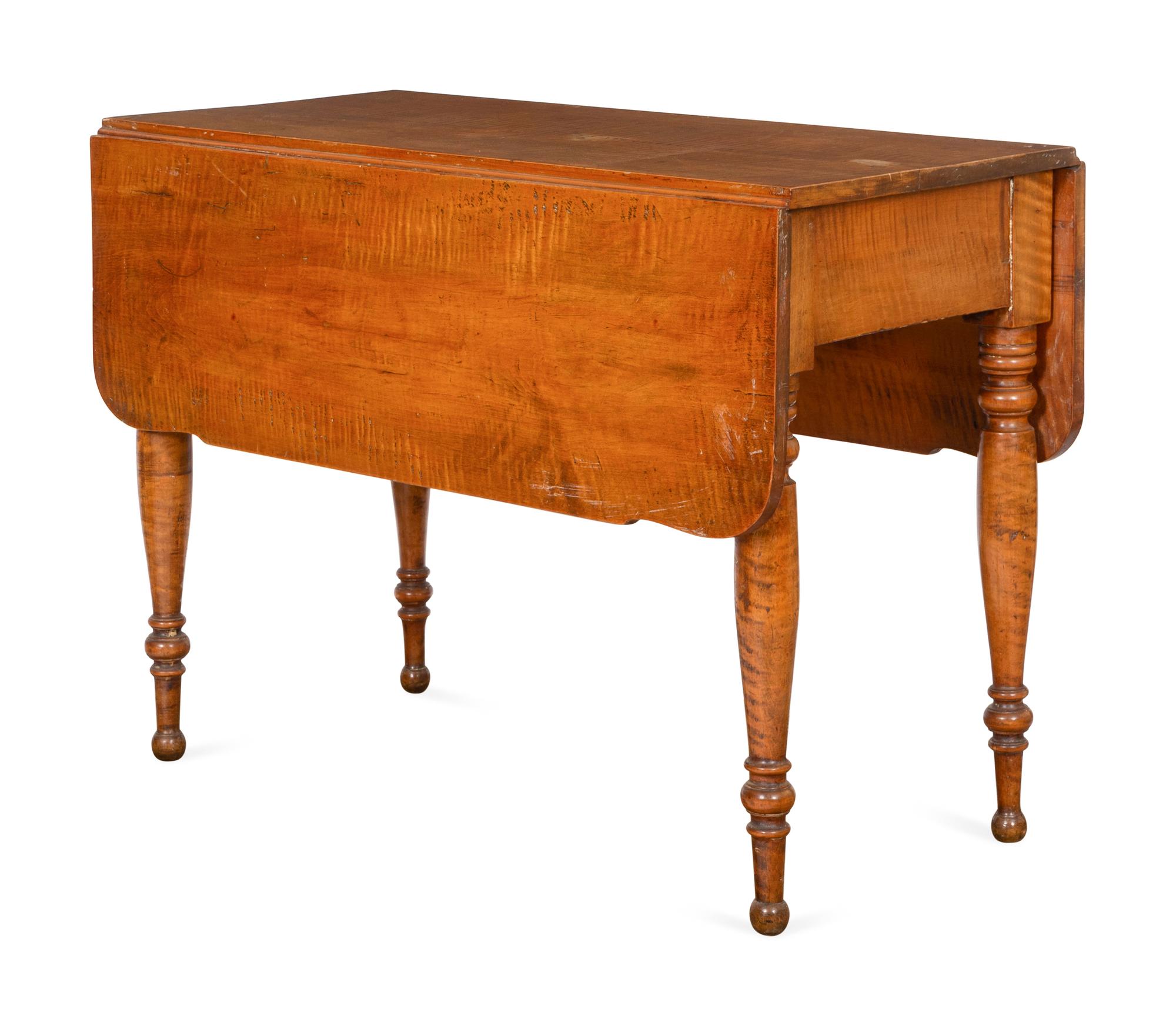 A Classical Tiger Maple Drop-Leaf Table