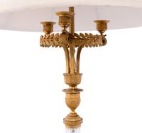 A Pair of Empire Style Gilt Bronze and Cut Glass Lamps