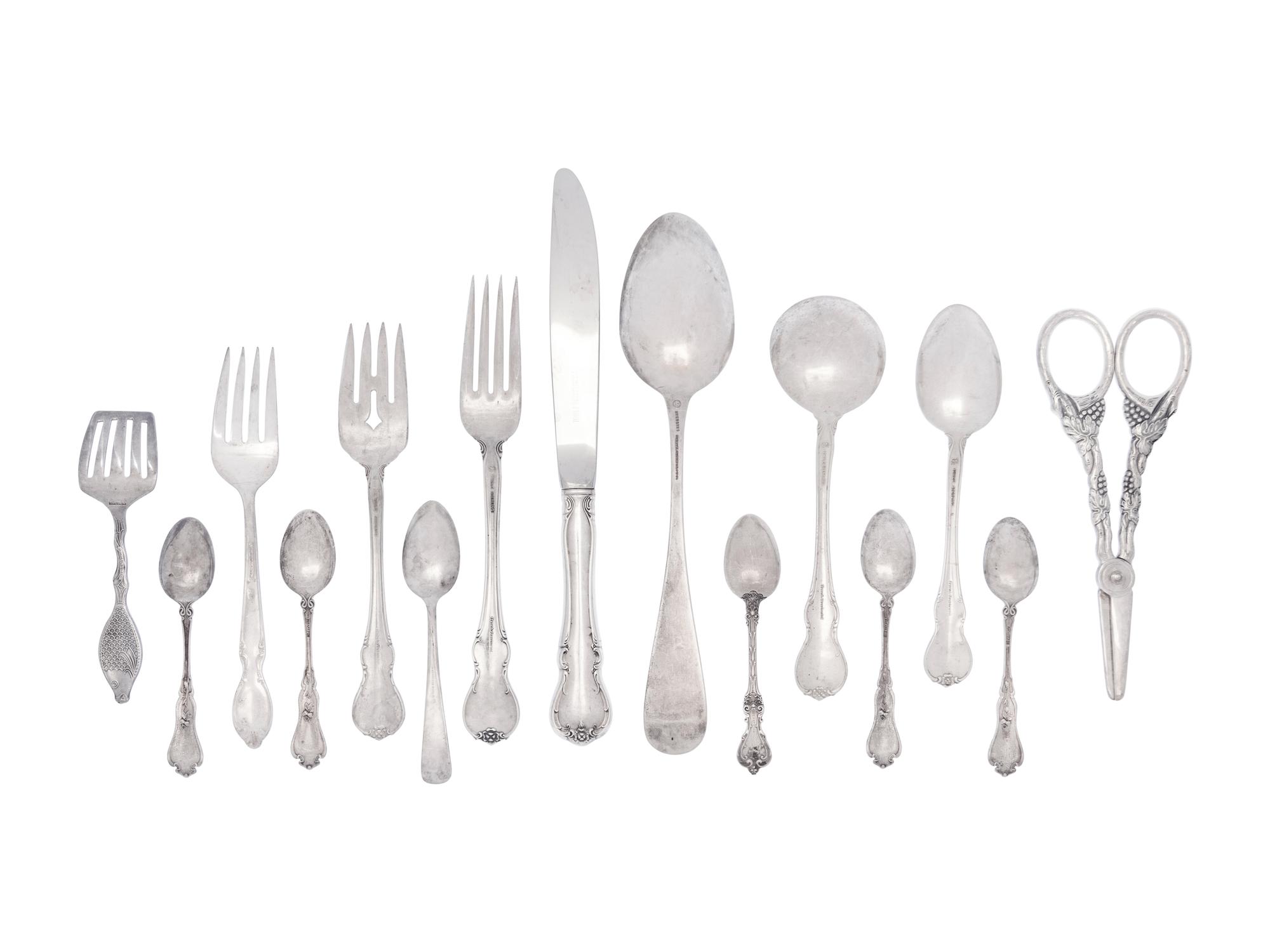 A Mixed Silver and Silver-Plate Flatware Service