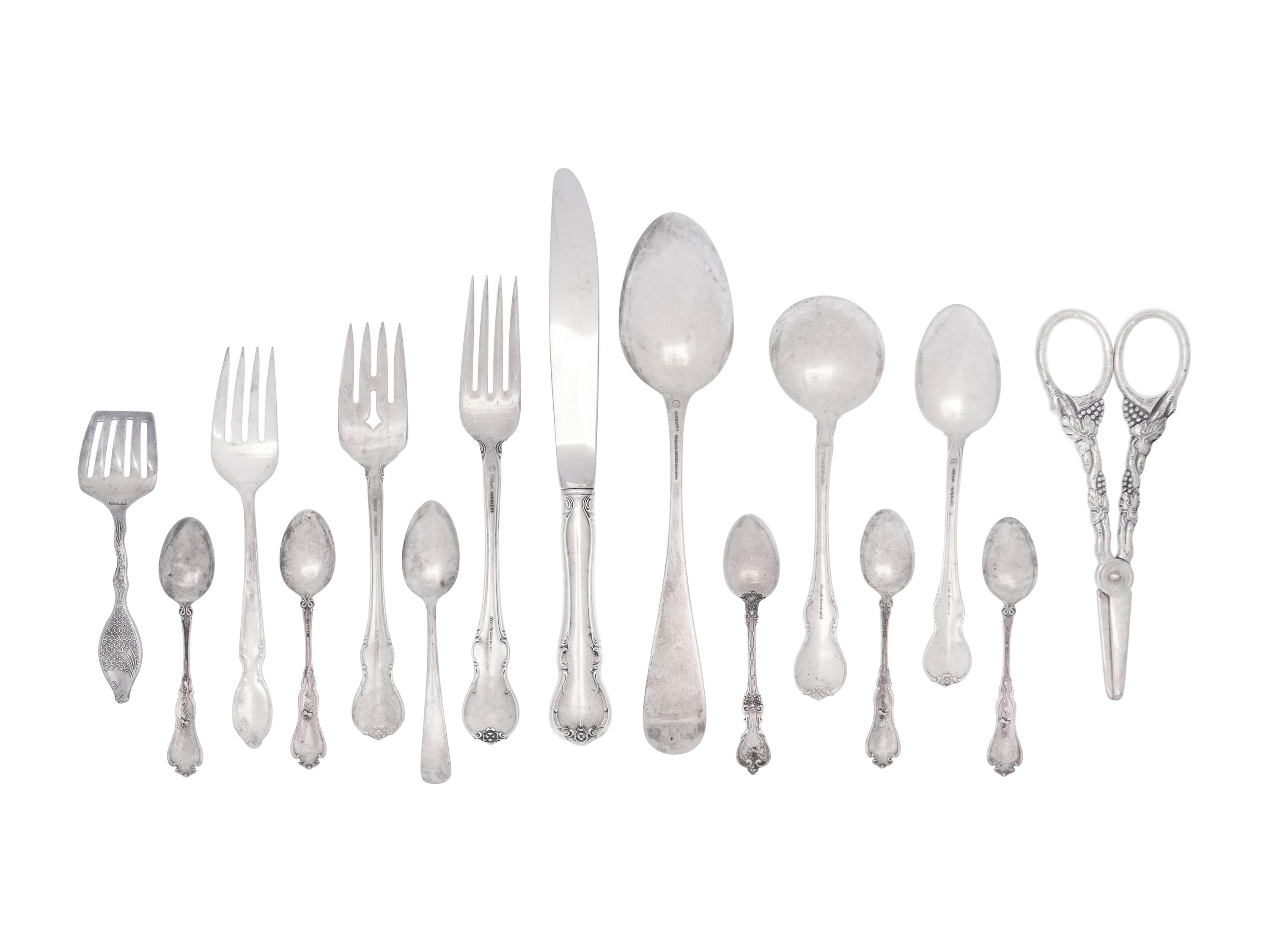 A Mixed Silver and Silver-Plate Flatware Service
