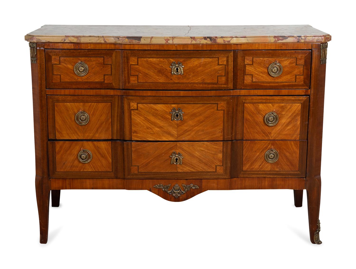 A Louis XV/XVI Transitional Style Kingwood and Tulipwood Commode — LATE 19TH/EARLY 20TH CENTURY