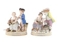 Two Meissen Porcelain Figural Groups