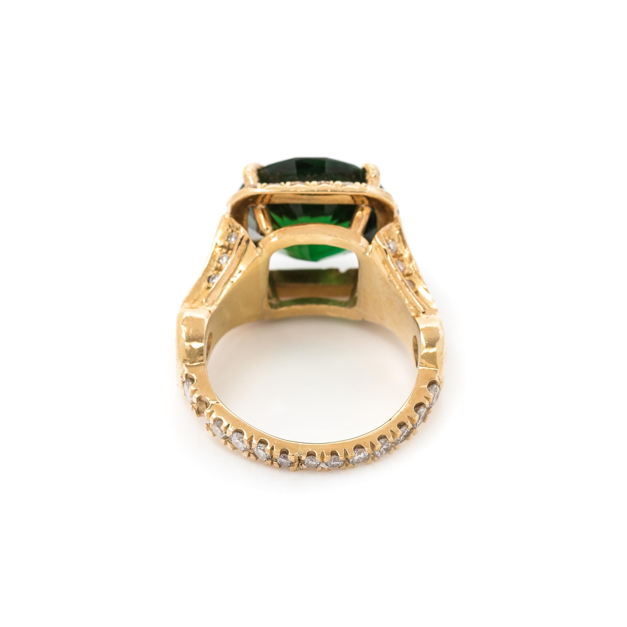 GREEN TOURMALINE AND DIAMOND RING