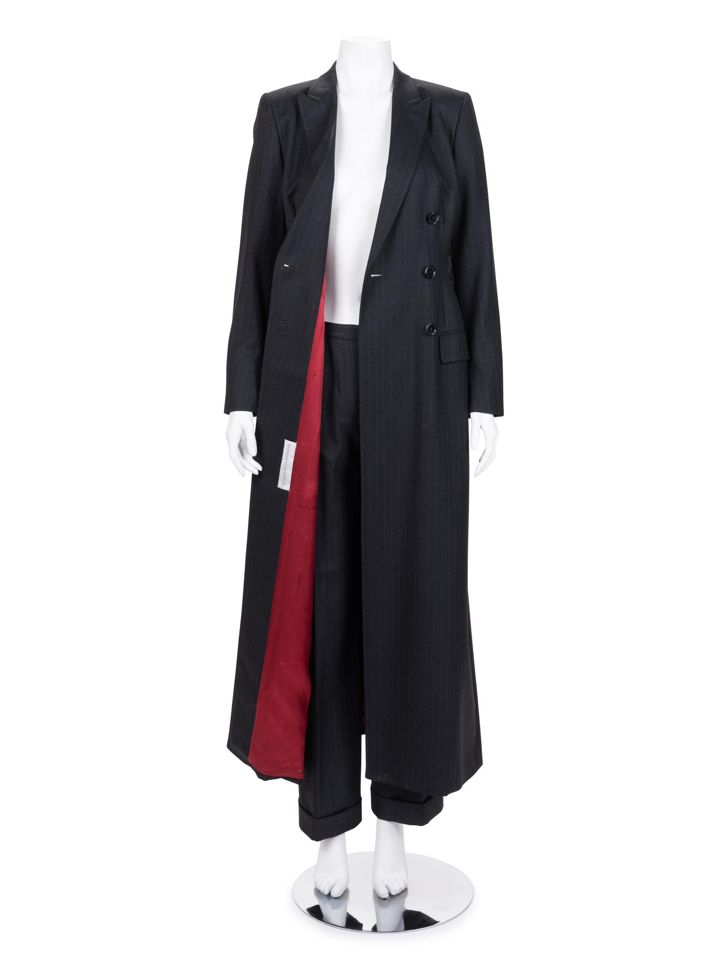 Dolce & Gabbana Pinstripe Long Coat and Pants Ensemble, 1990-2000s