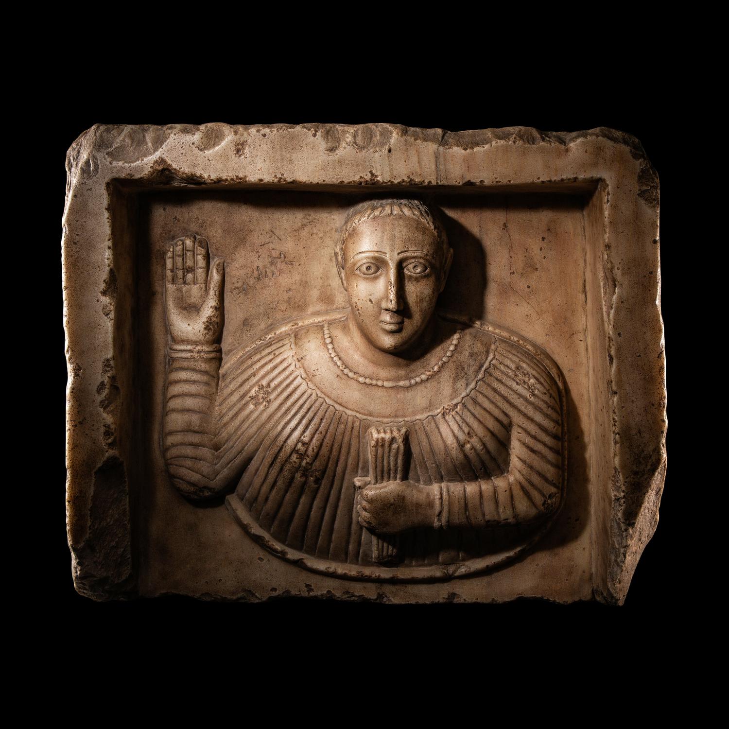 A South Arabian Alabaster Bust of a Wheat Bearer