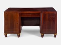 An Art Deco Lacquered Walnut and Brass Desk