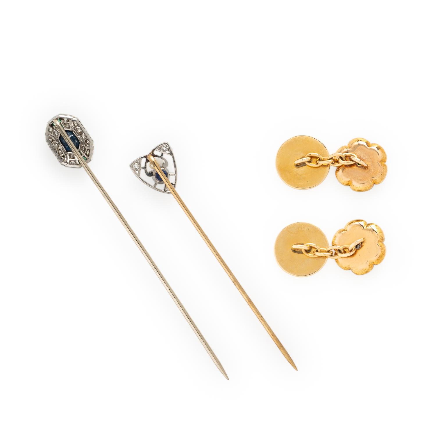 Multigem Stick Pins and Cufflinks