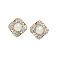 TIFFANY & CO., SCHLUMBERGER, CULTURED PEARL AND DIAMOND EARRINGS