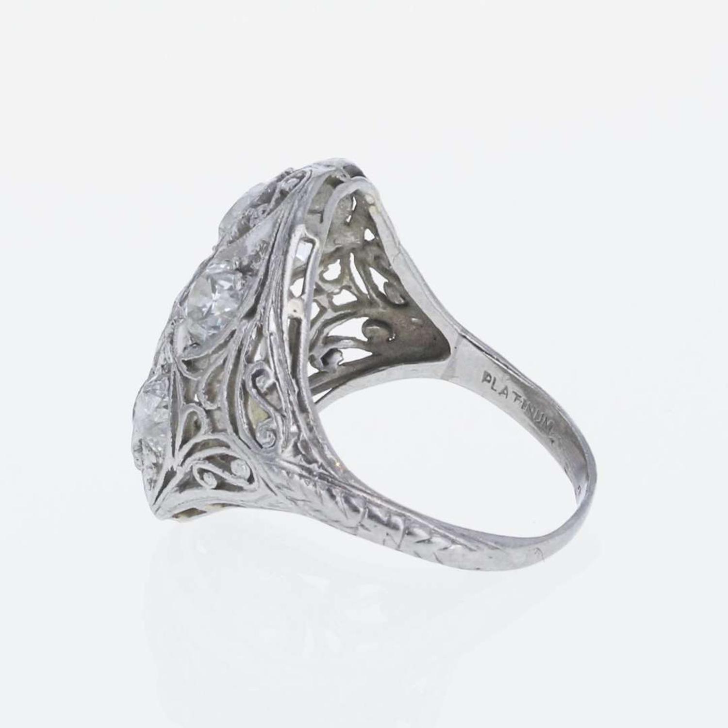 An Art Deco Platinum and Diamond Ring