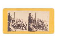 [EARLY PHOTOGRAPHY]. Stereoview featuring a group of African American convicts from Mobile, AL.