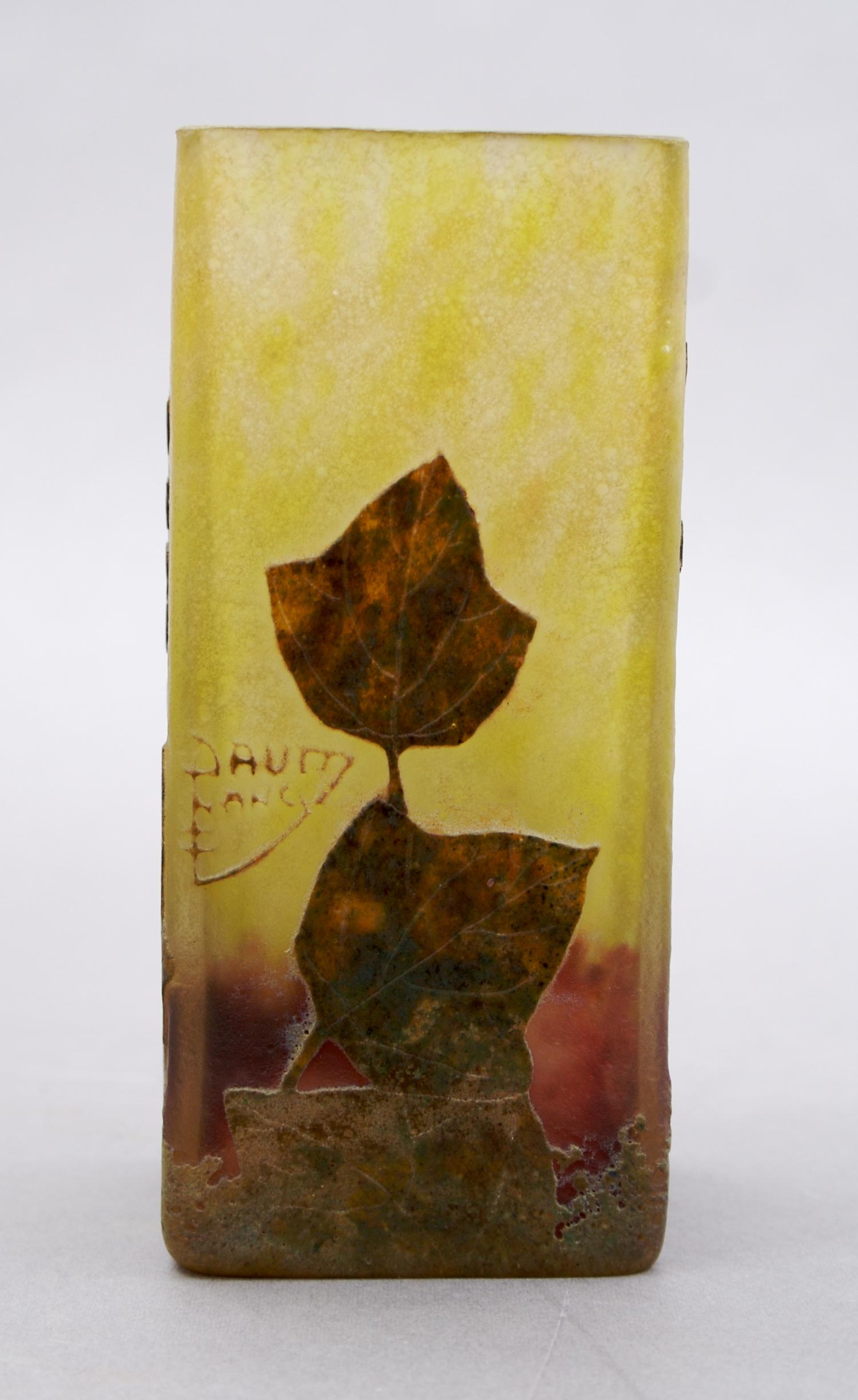 A Daum Cameo Glass Vase, Height 4 3/4 inches.