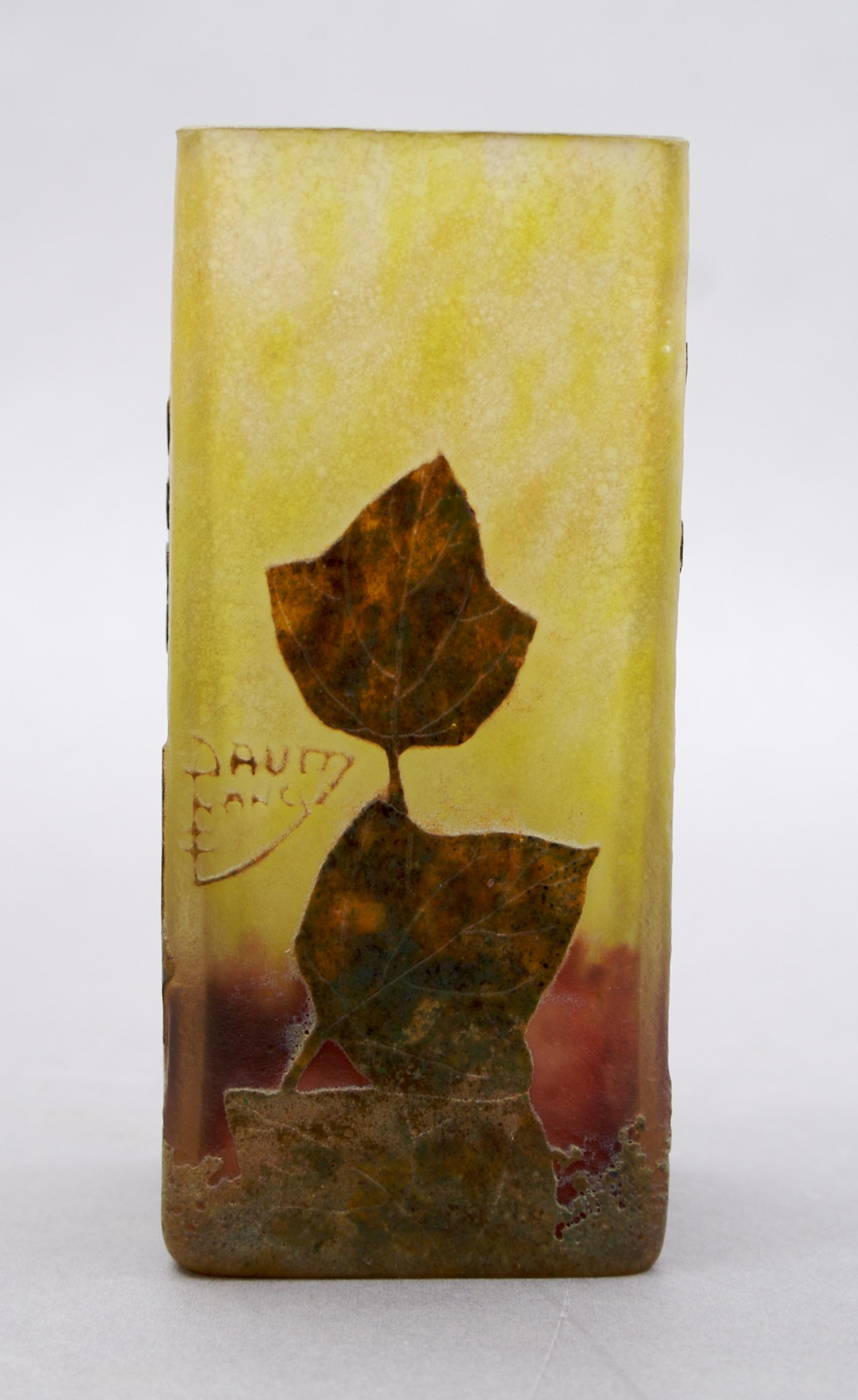 A Daum Cameo Glass Vase, Height 4 3/4 inches.