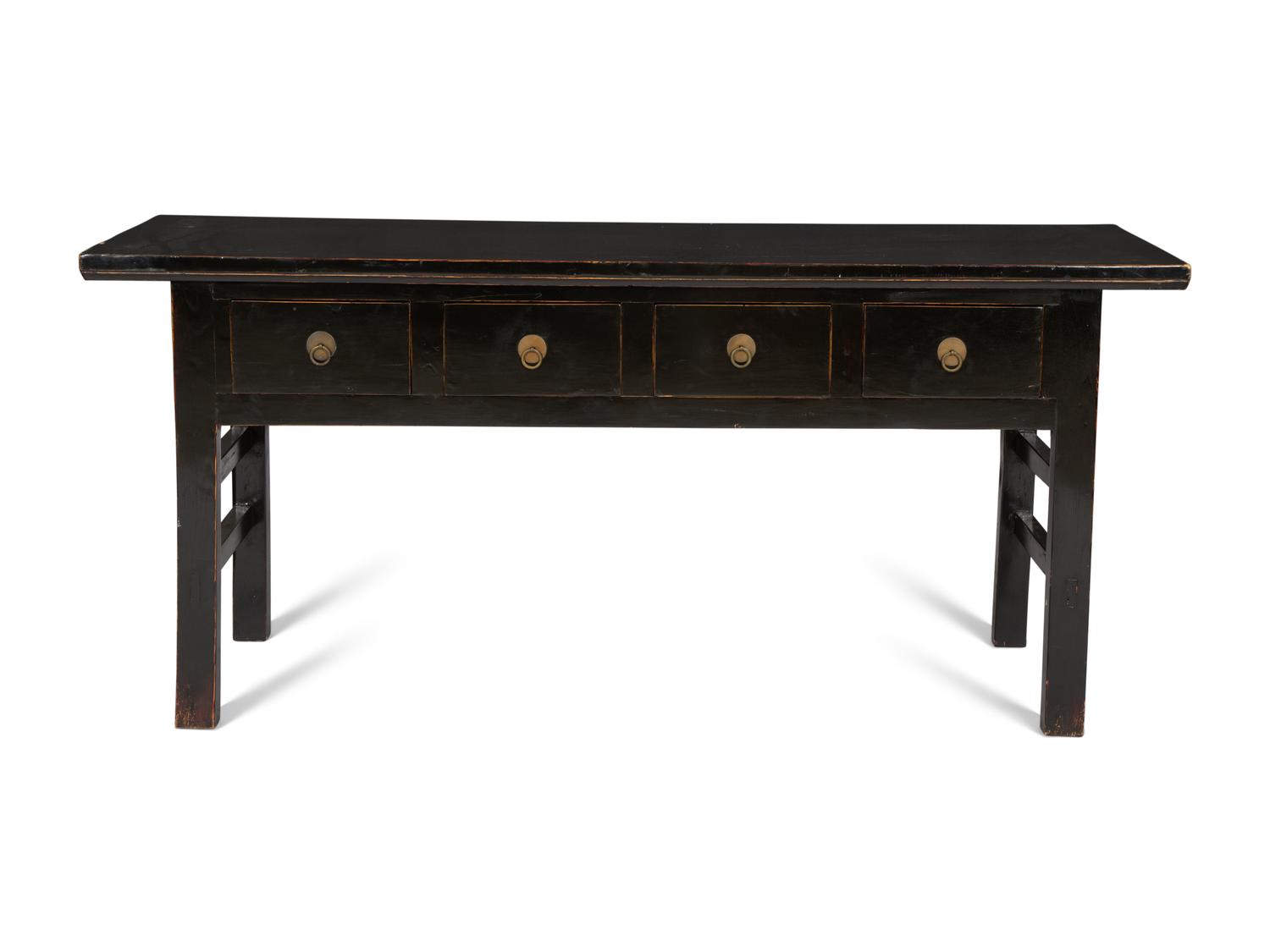 A Chinese Black Lacquered Console Table