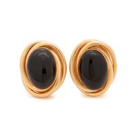 YELLOW GOLD AND ONYX EARCLIPS