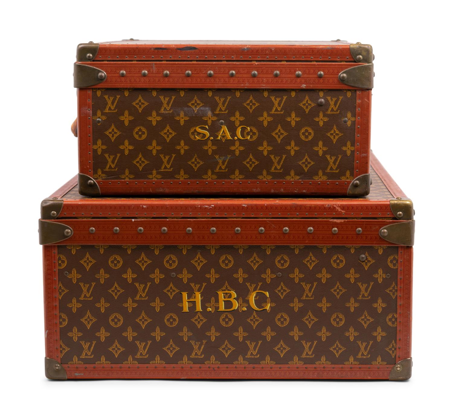 Two Louis Vuitton Alzer Suitcases, Mid 20th Century