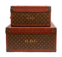 Two Louis Vuitton Alzer Suitcases, Mid 20th Century