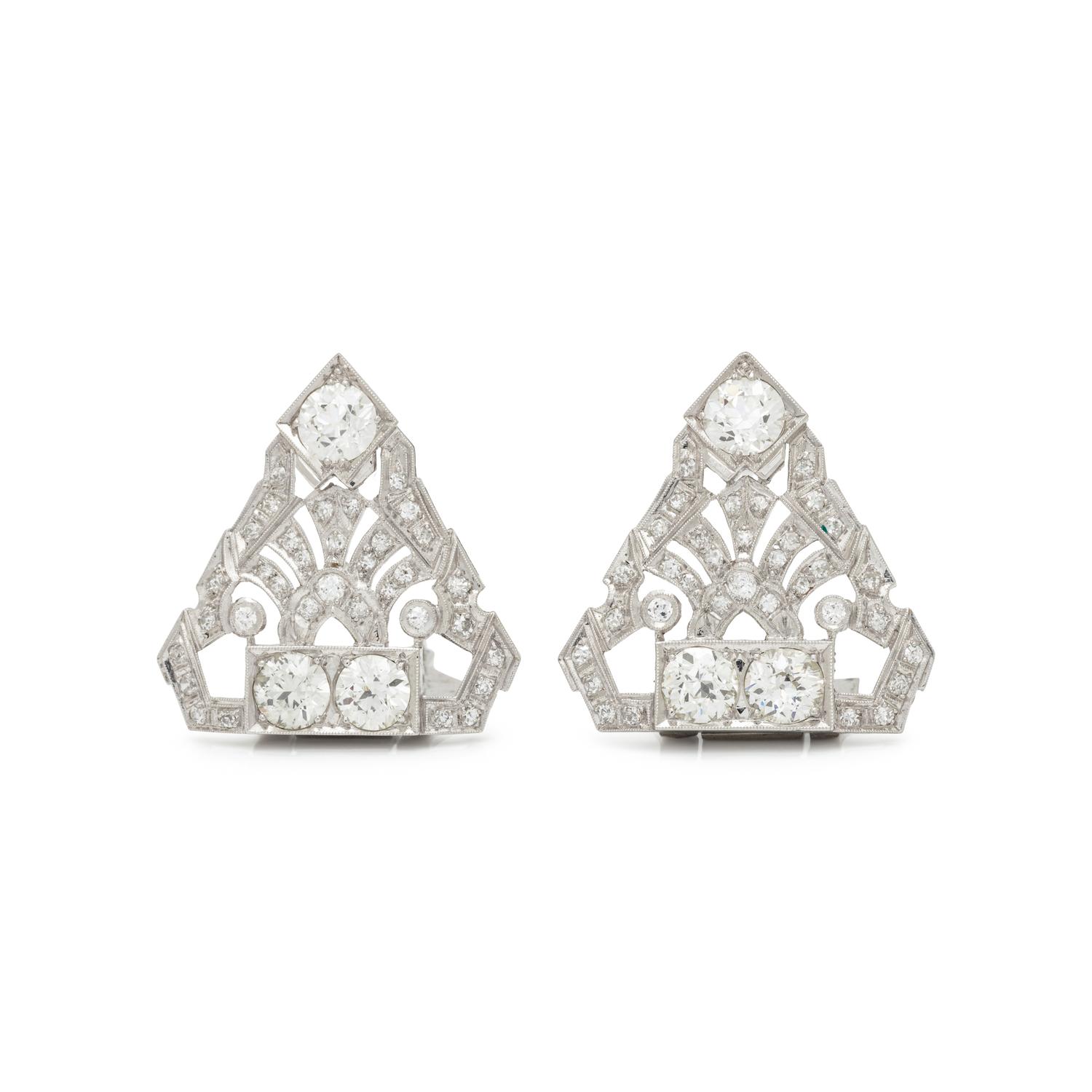 ART DECO, DIAMOND CONVERTIBLE DRESS CLIPS