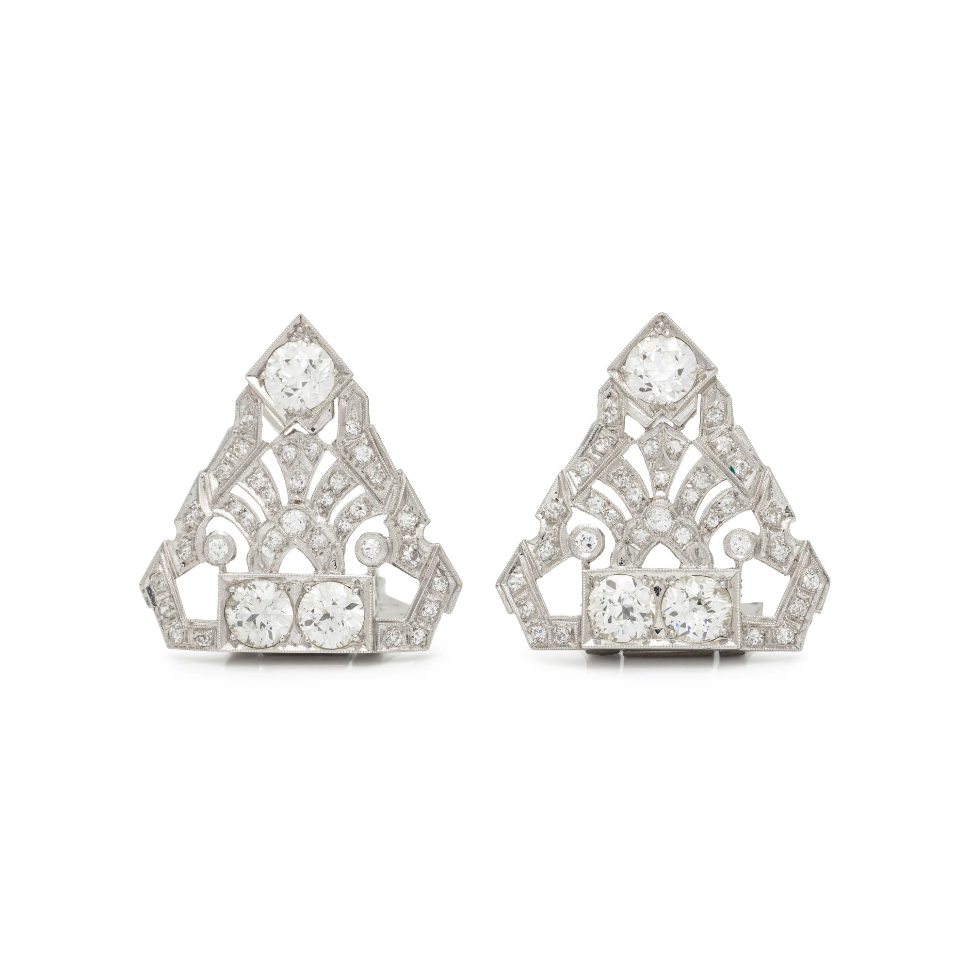 ART DECO, DIAMOND CONVERTIBLE DRESS CLIPS
